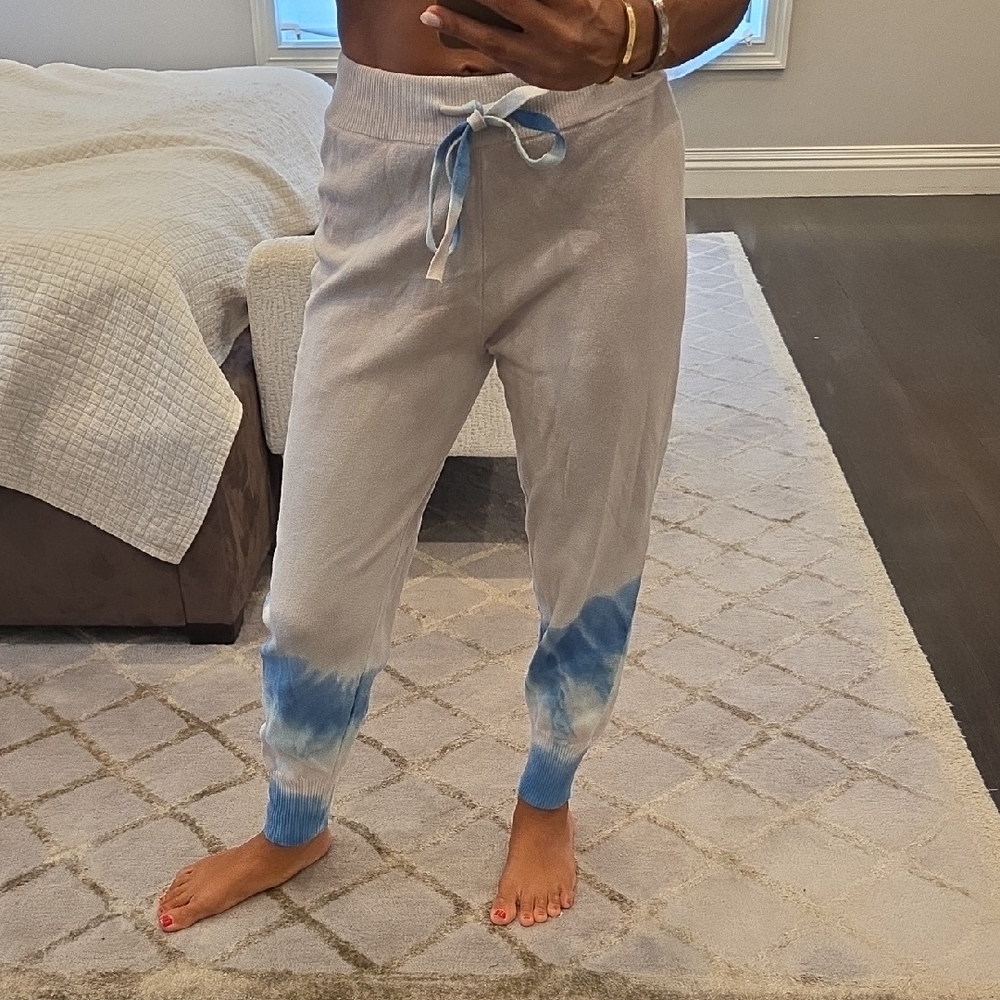 WOMEN'S CENTRAL PARK WEST NEW YORK BLUE & GREY TIE DYE PANTS JOGGERS $80